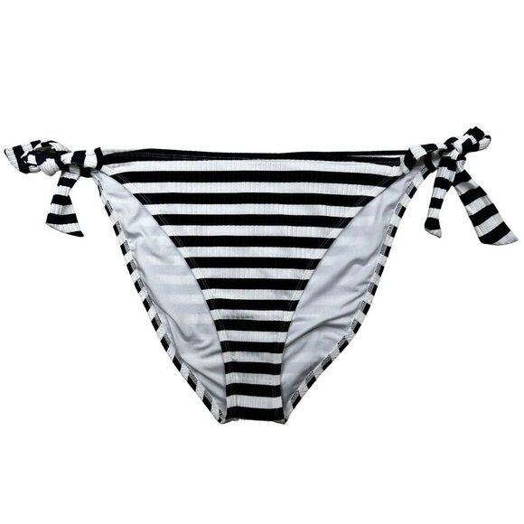 Swimsuits for All Bikini Bottom Size 16 Black White Stripes Cheeky Side Ties NEW - Picture 1 of 6